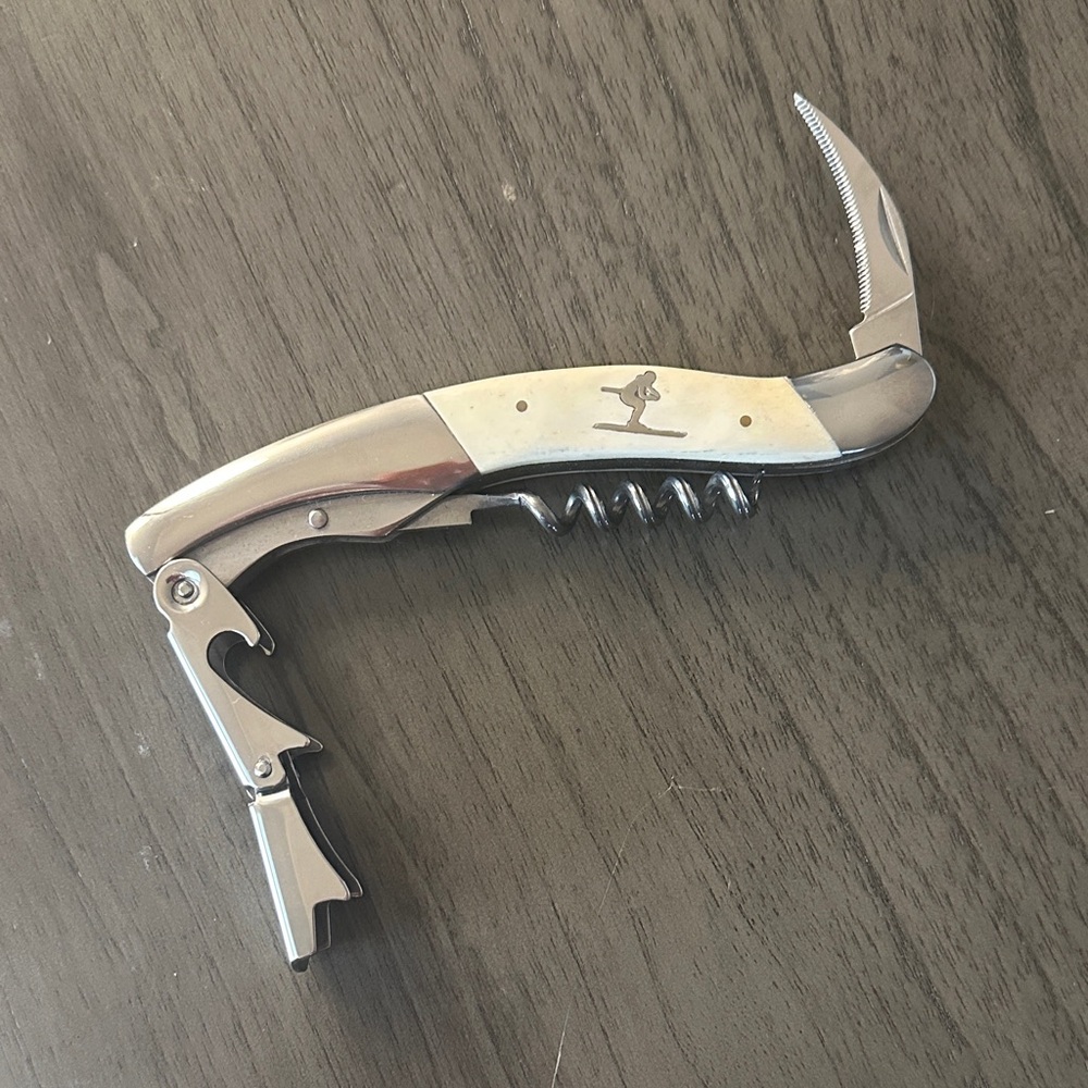 Elegant Silver Corkscrew with Ski Design